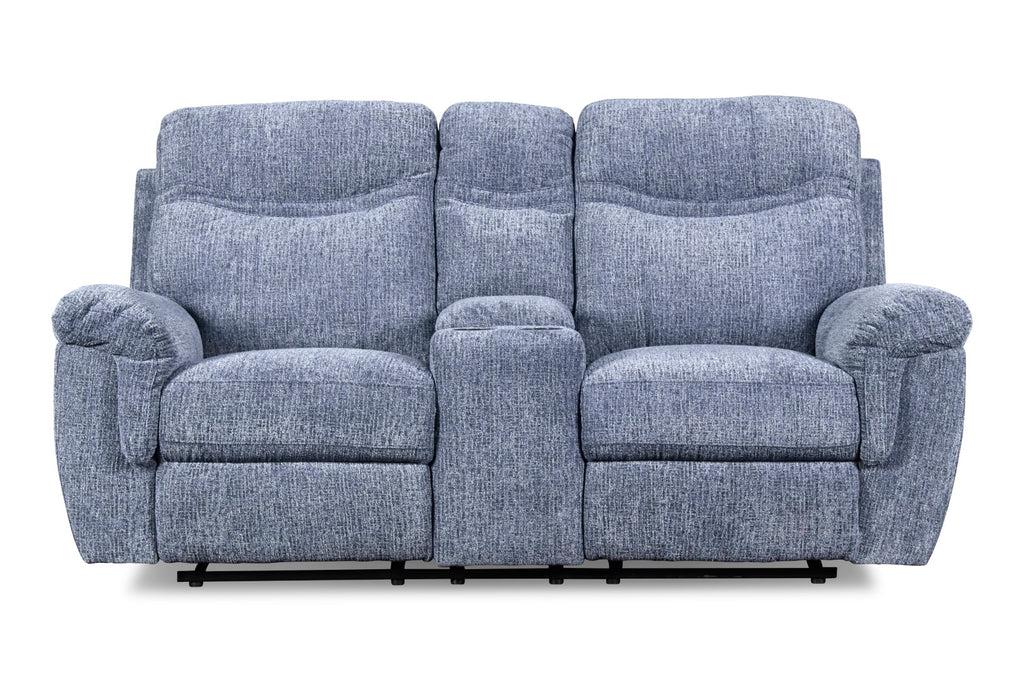 Griffin Dual Reclining Sofa and Dual Reclining Love Seat with Storage Console - Blue,Instore